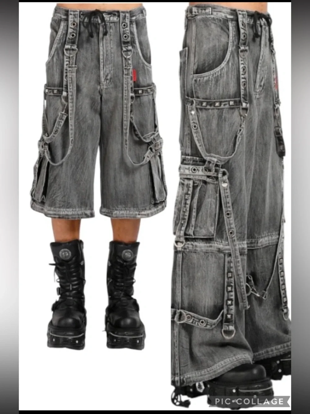 Tripp NYC Daang Goodman Denim Full Force Pant/Short Unisex Sz S  Raver Goth Punk